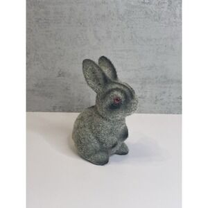 Vtg Flocked Rabbit With Red Eyes Figure 4"